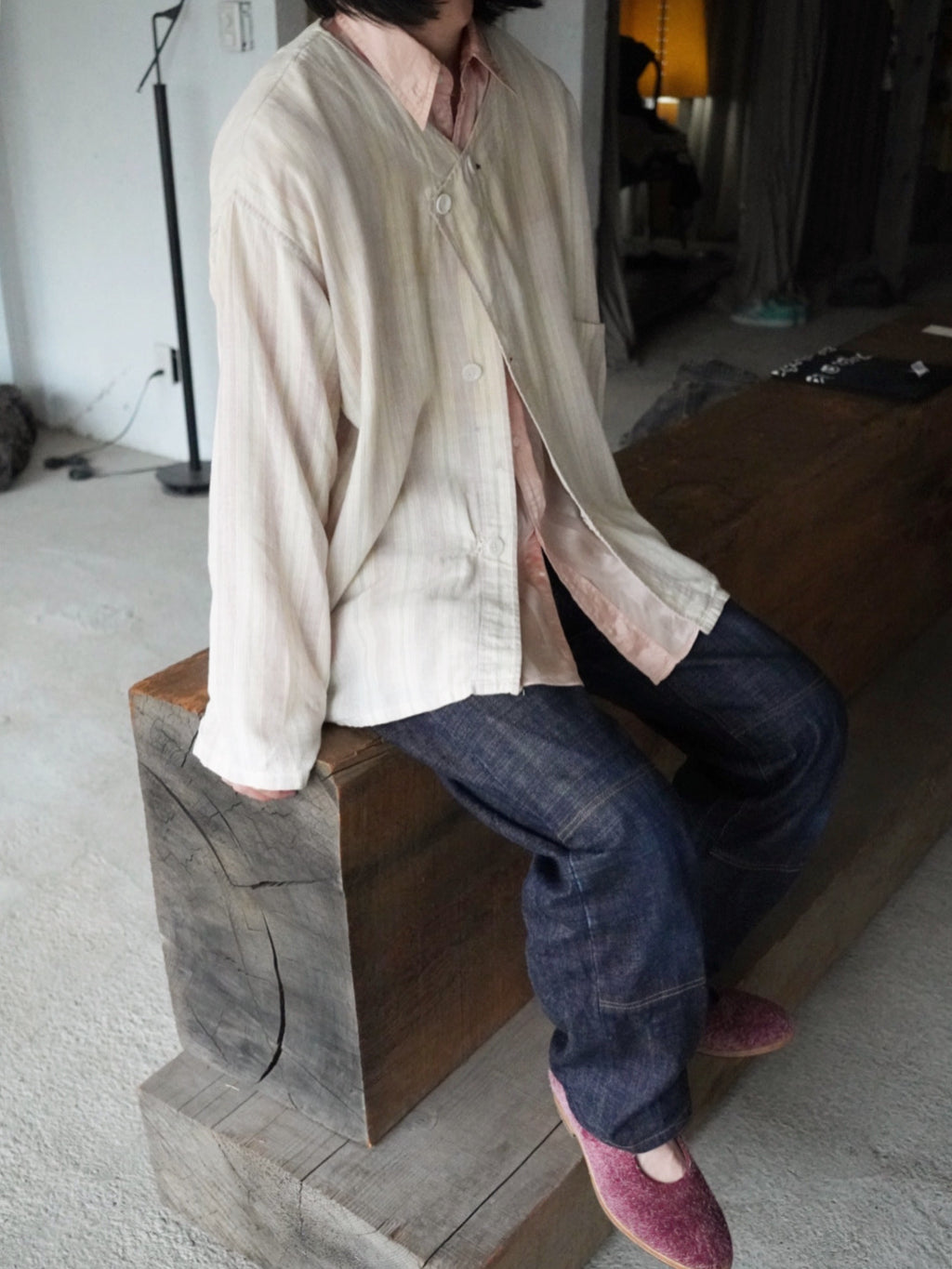 1950s stripe pajama shirt jacket