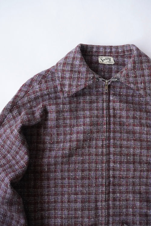 1960s wool nep check zip up blouson