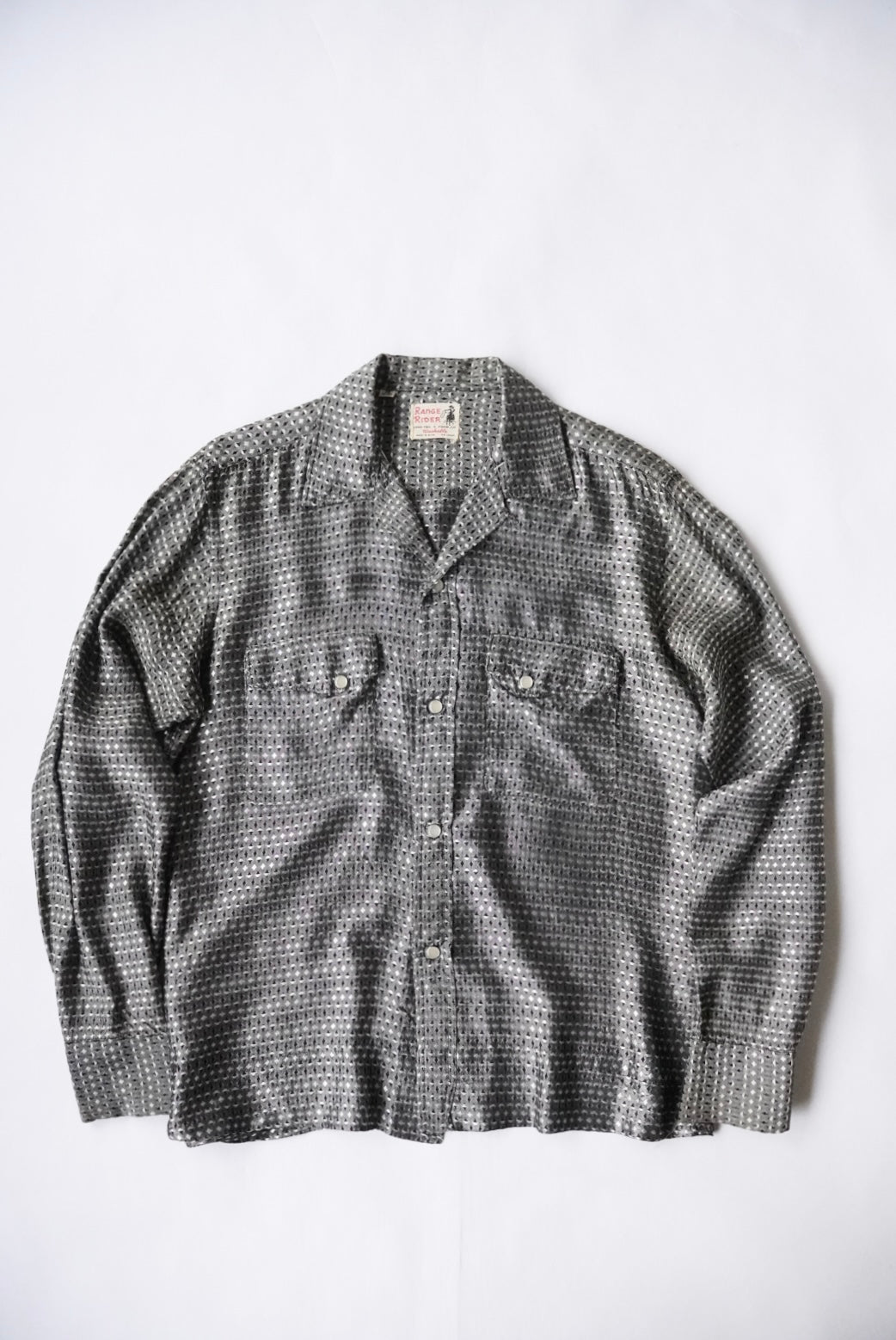 1960s rayon open collar silver western shirt