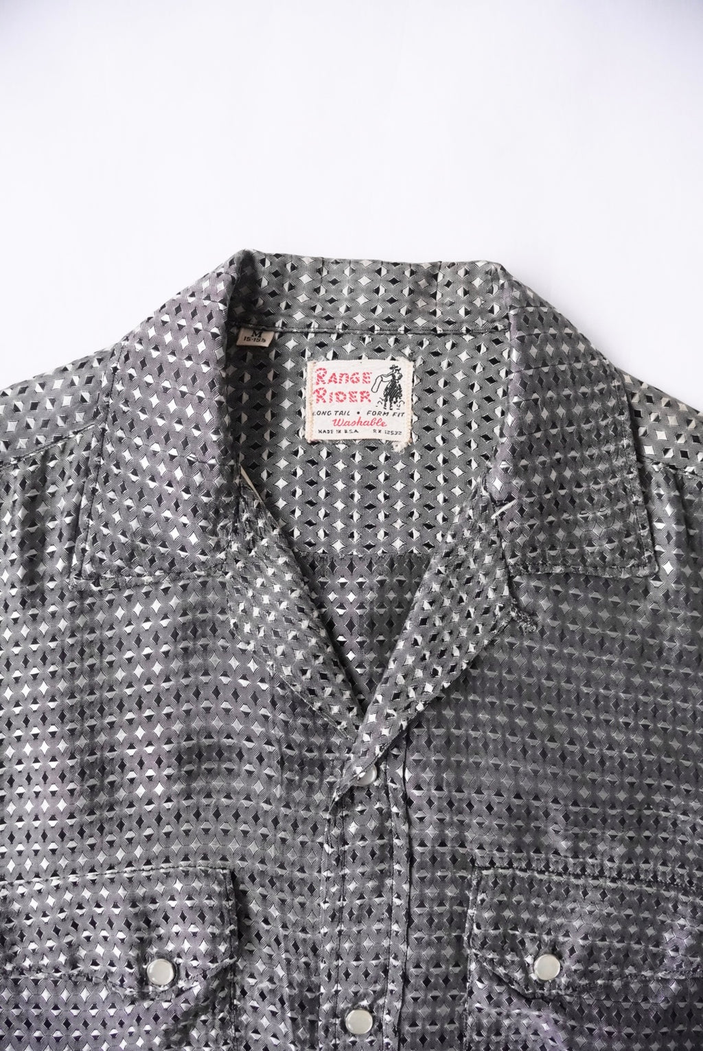 1960s rayon open collar silver western shirt