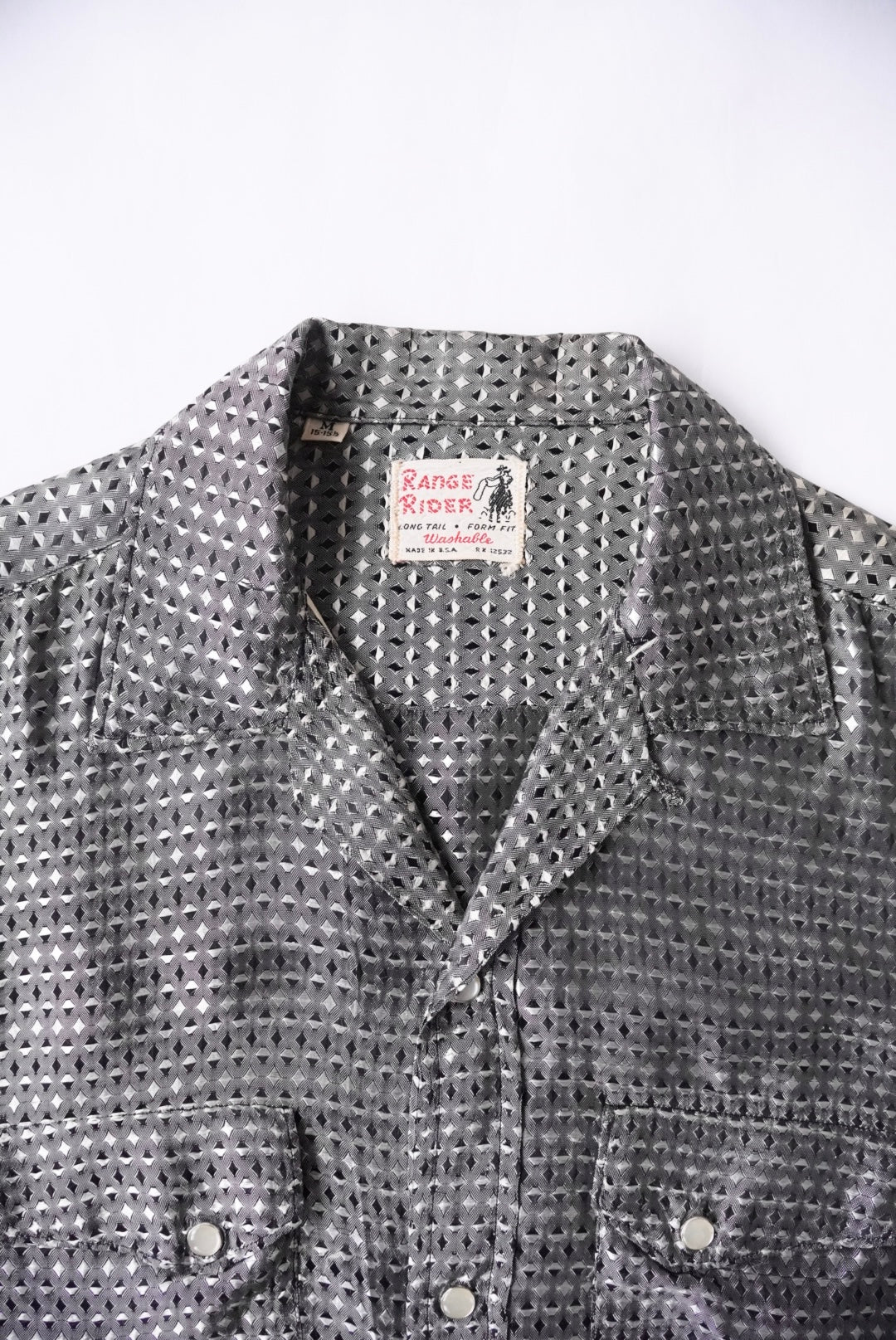 1960s rayon open collar silver western shirt