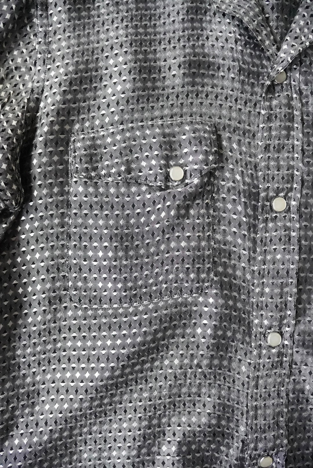 1960s rayon open collar silver western shirt