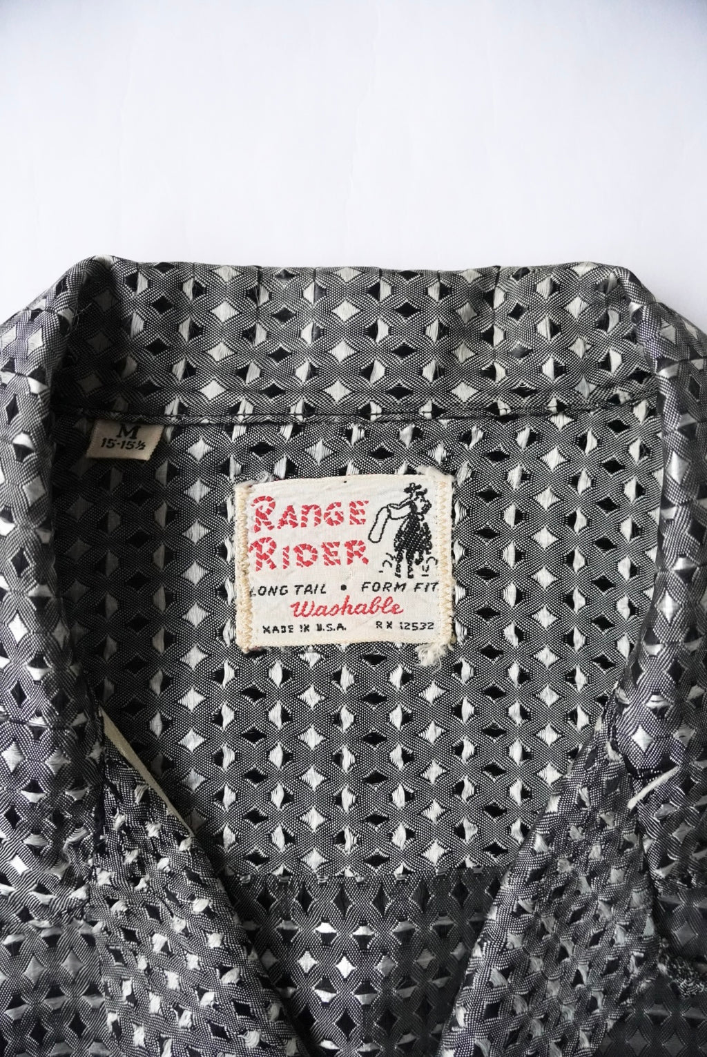 1960s rayon open collar silver western shirt