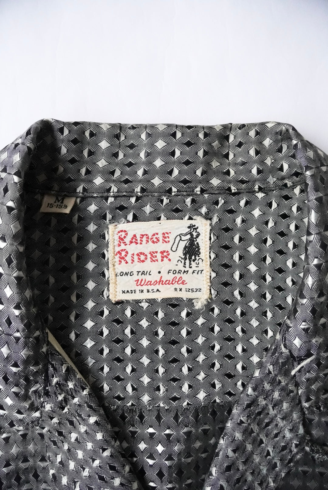 1960s rayon open collar silver western shirt