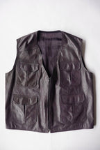 1990s zip leather vest "purple"