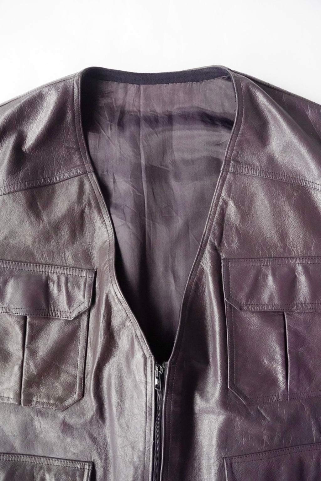 1990s zip leather vest "purple"