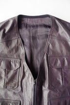 1990s zip leather vest "purple"
