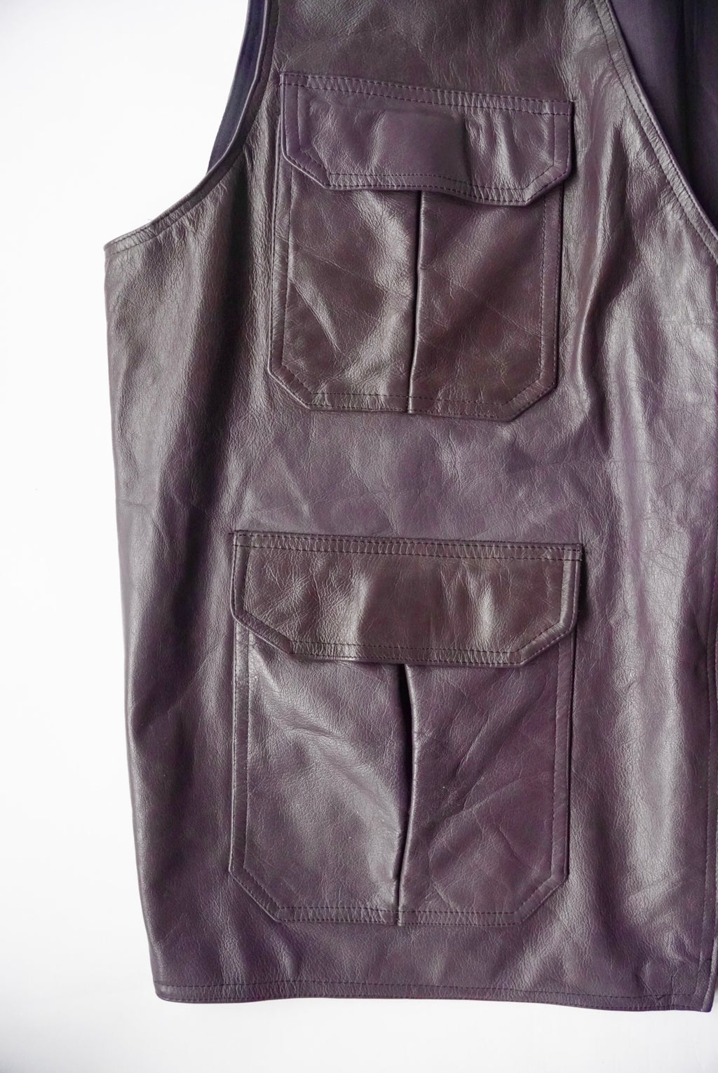 1990s zip leather vest "purple"