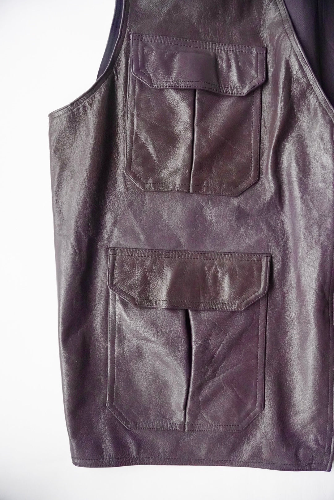 1990s zip leather vest "purple"