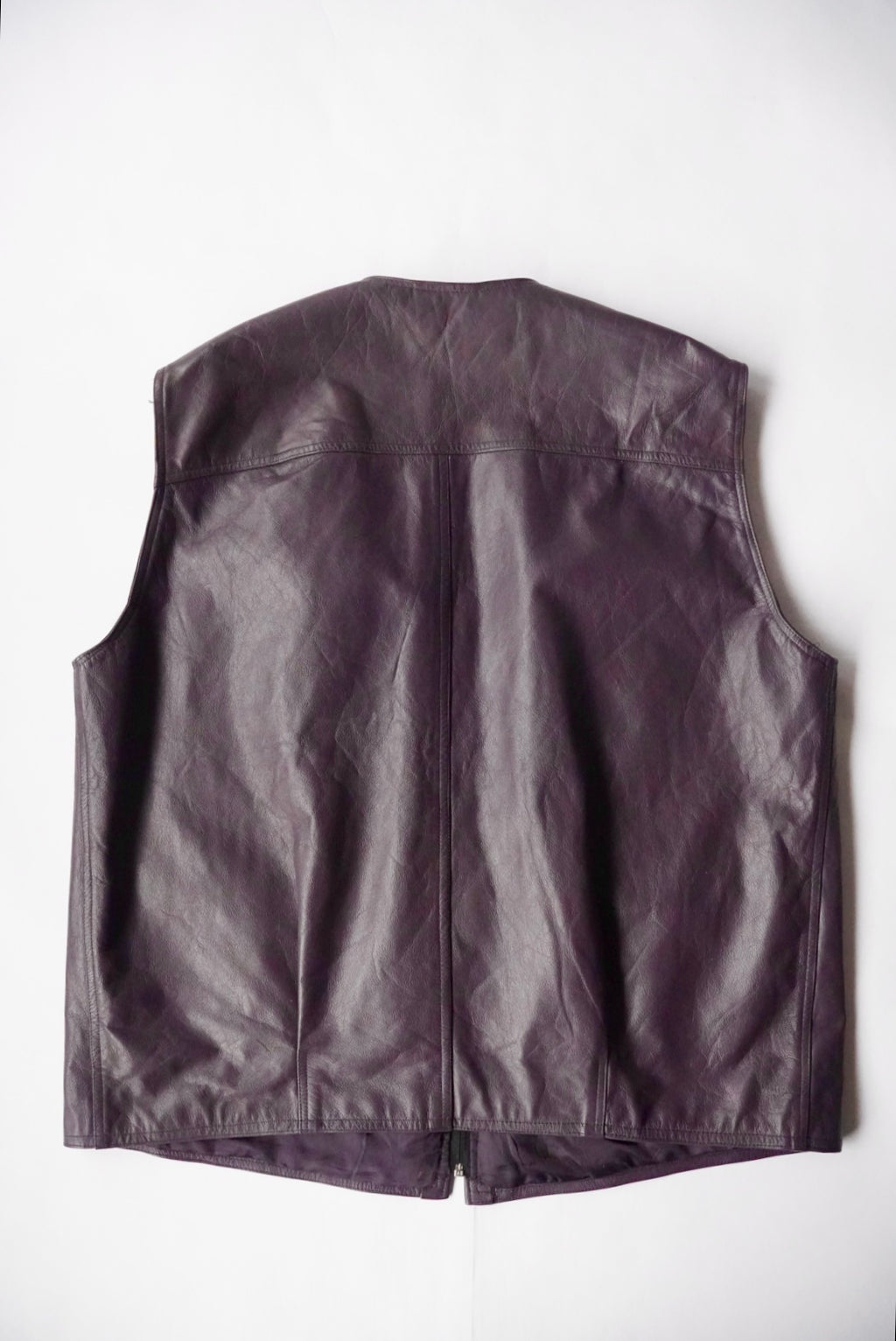 1990s zip leather vest "purple"