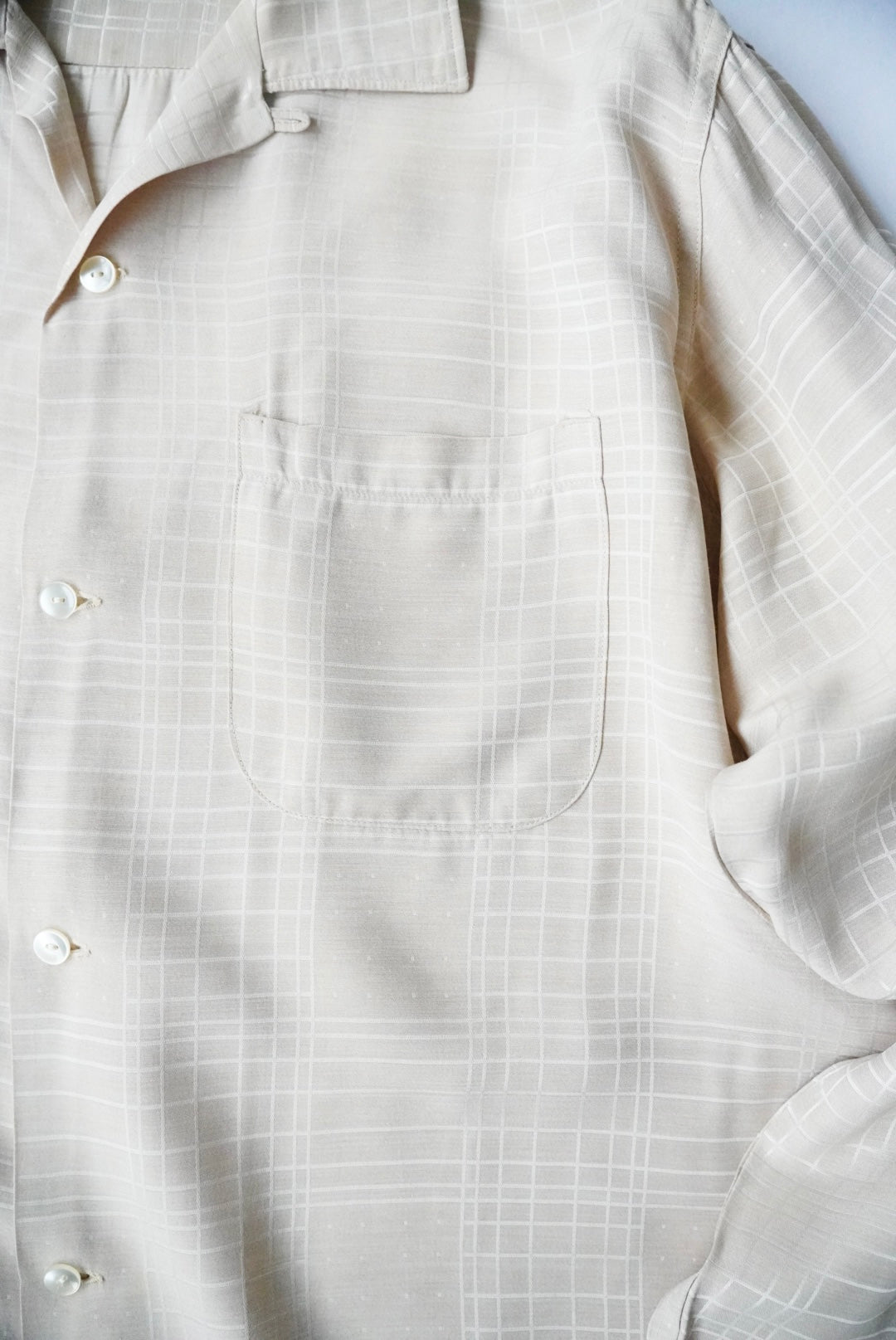 1960s CAMPUS open collar check rayon shirt