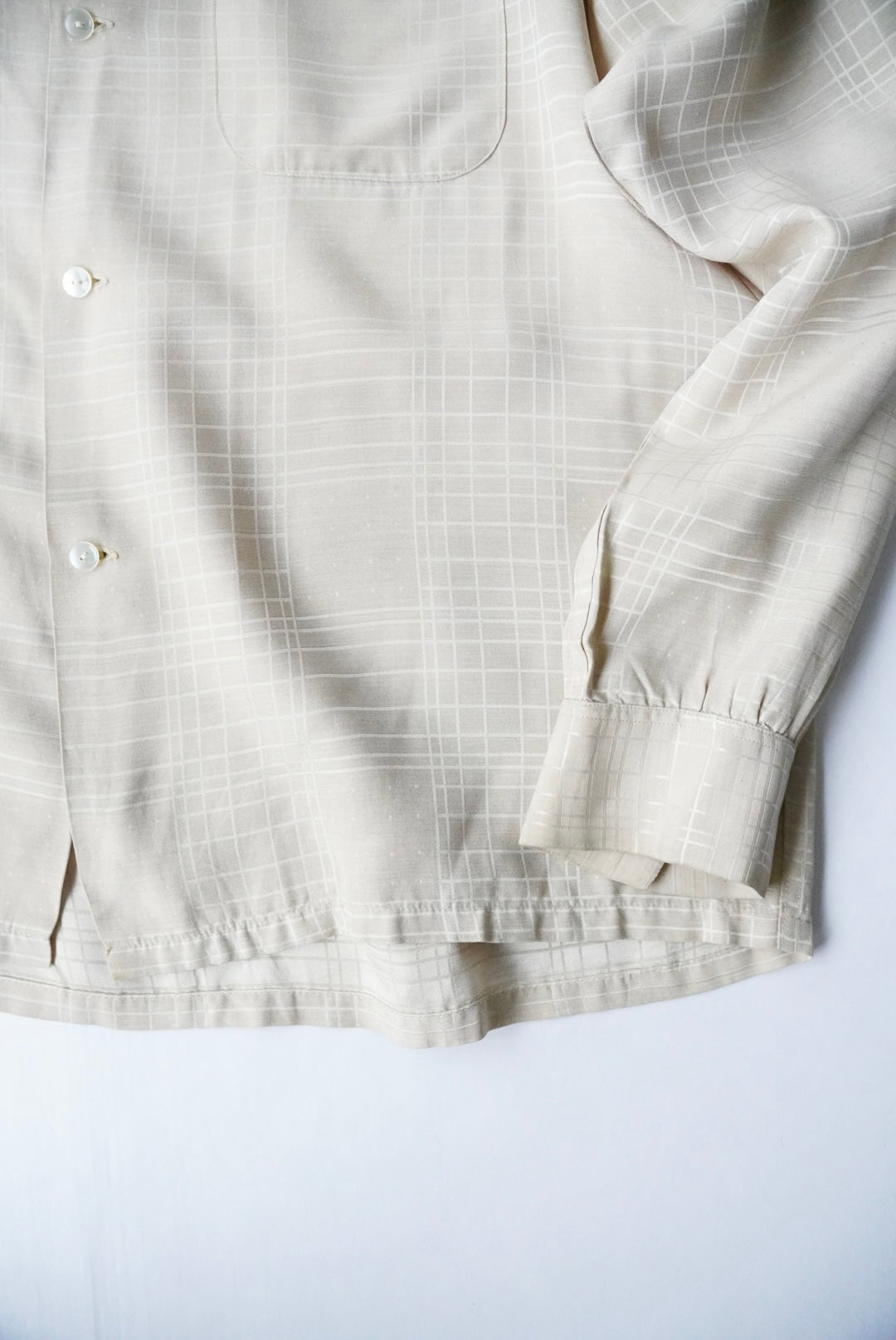 1960s CAMPUS open collar check rayon shirt
