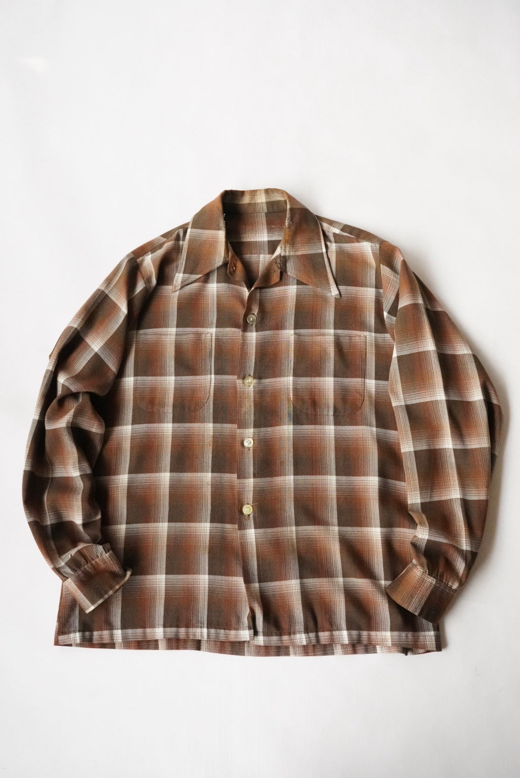 1970s rayon ombre check shirt