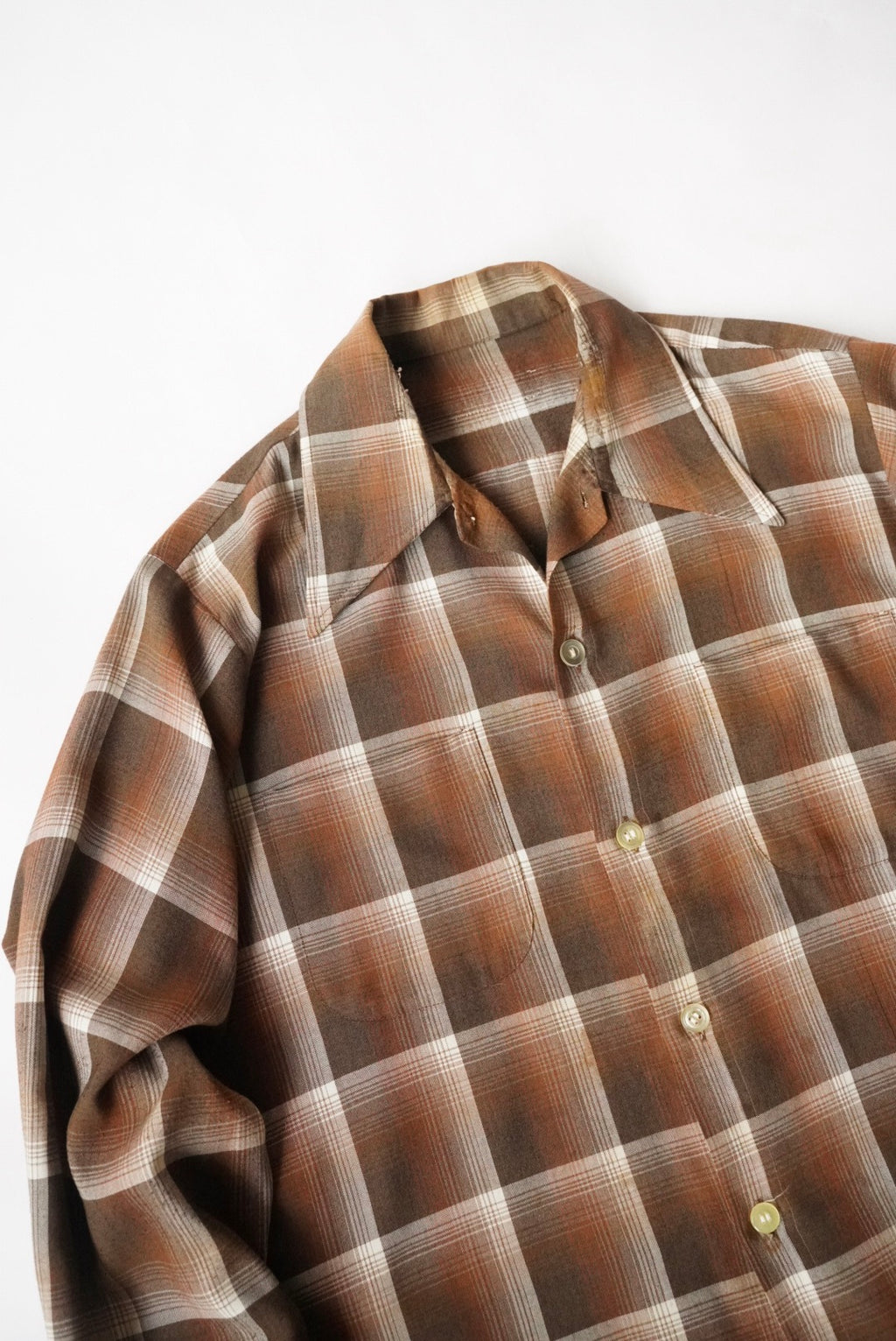 1970s rayon ombre check shirt