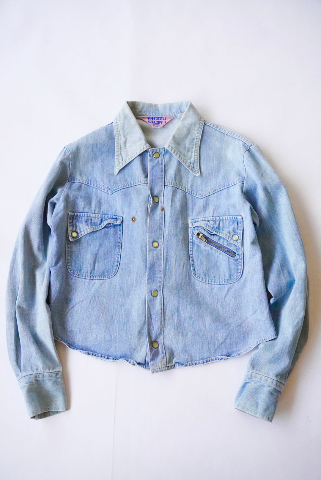 1970s short length denim western shirt jacket
