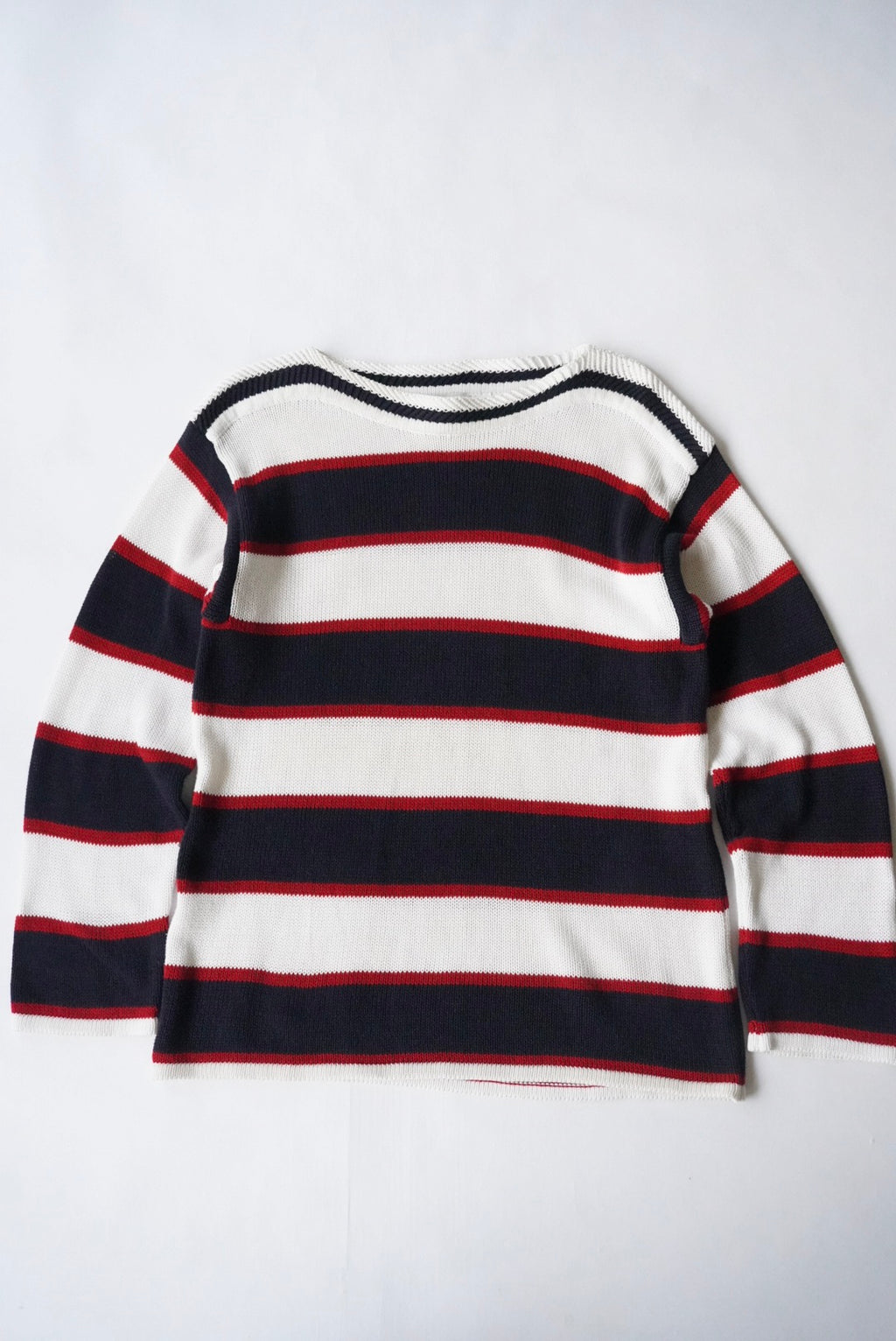 1990s DKNY JEANS boat neck cotton border knit