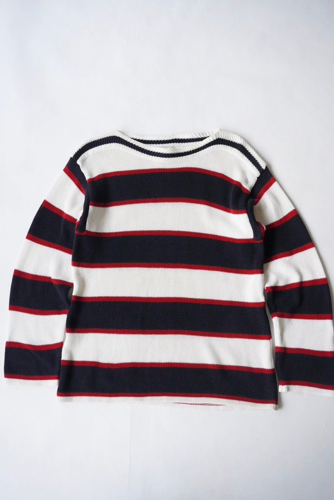 1990s DKNY JEANS boat neck cotton border knit