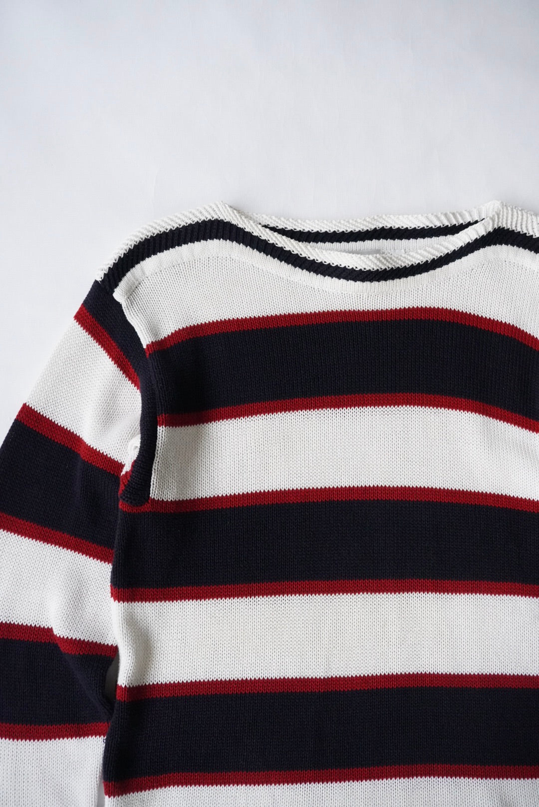 1990s DKNY JEANS boat neck cotton border knit