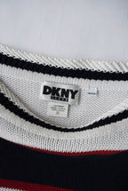 1990s DKNY JEANS boat neck cotton border knit