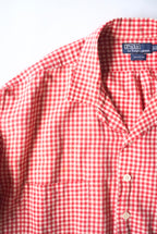 1990s Ralph Lauren s/s gingham  check open collar shirt