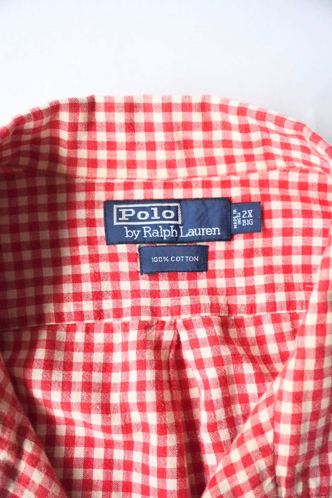 1990s Ralph Lauren s/s gingham  check open collar shirt