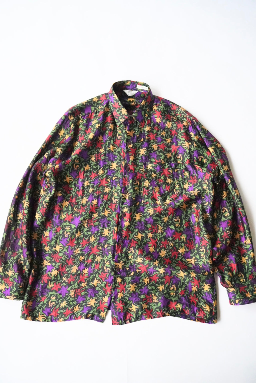 1980s flower pattern silk shirt
