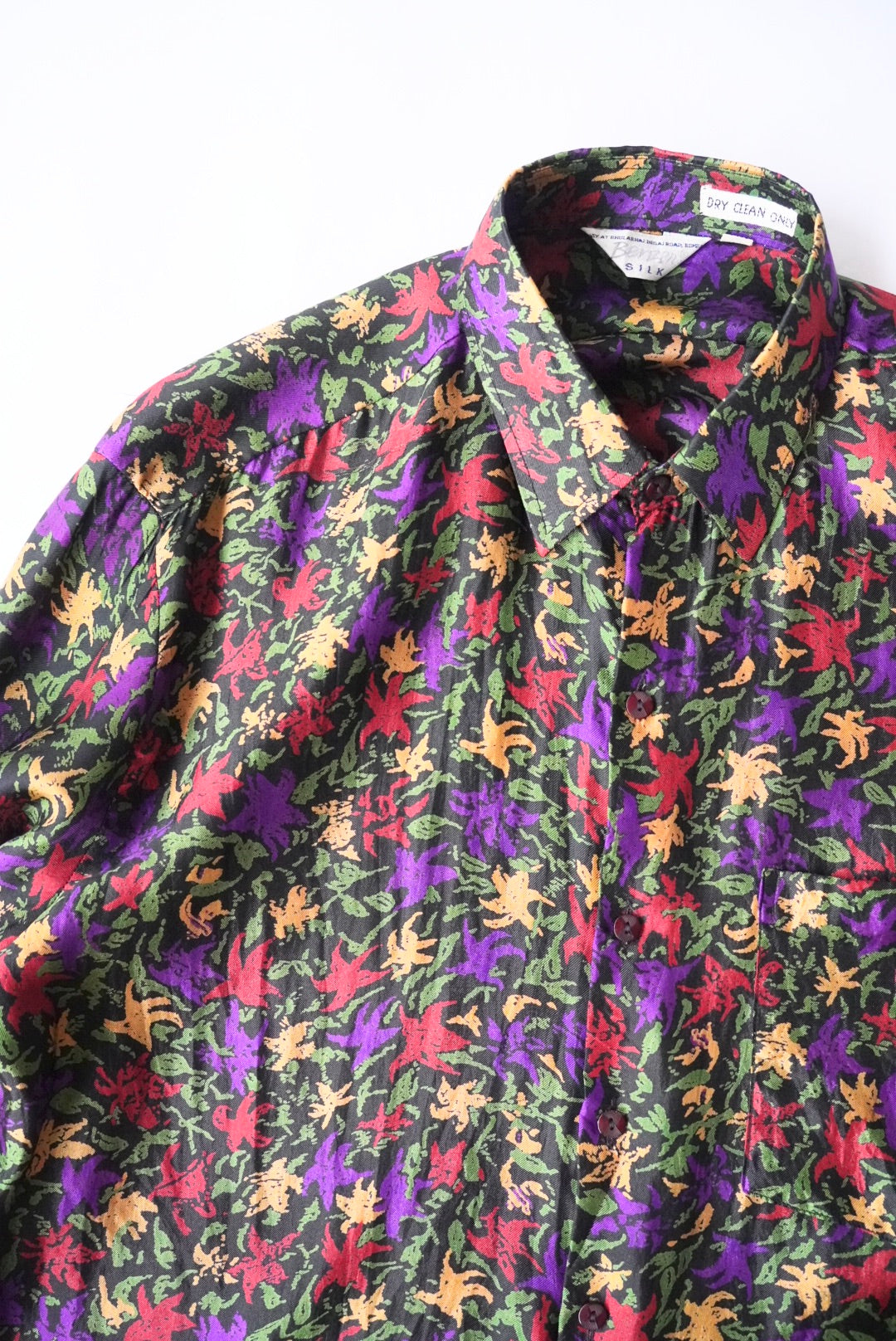 1980s flower pattern silk shirt