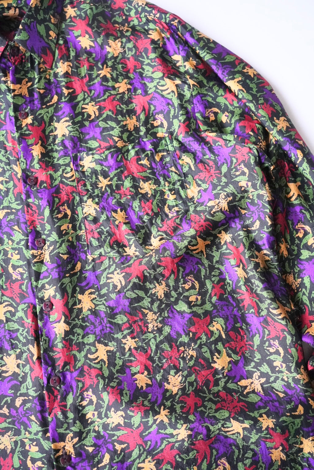 1980s flower pattern silk shirt