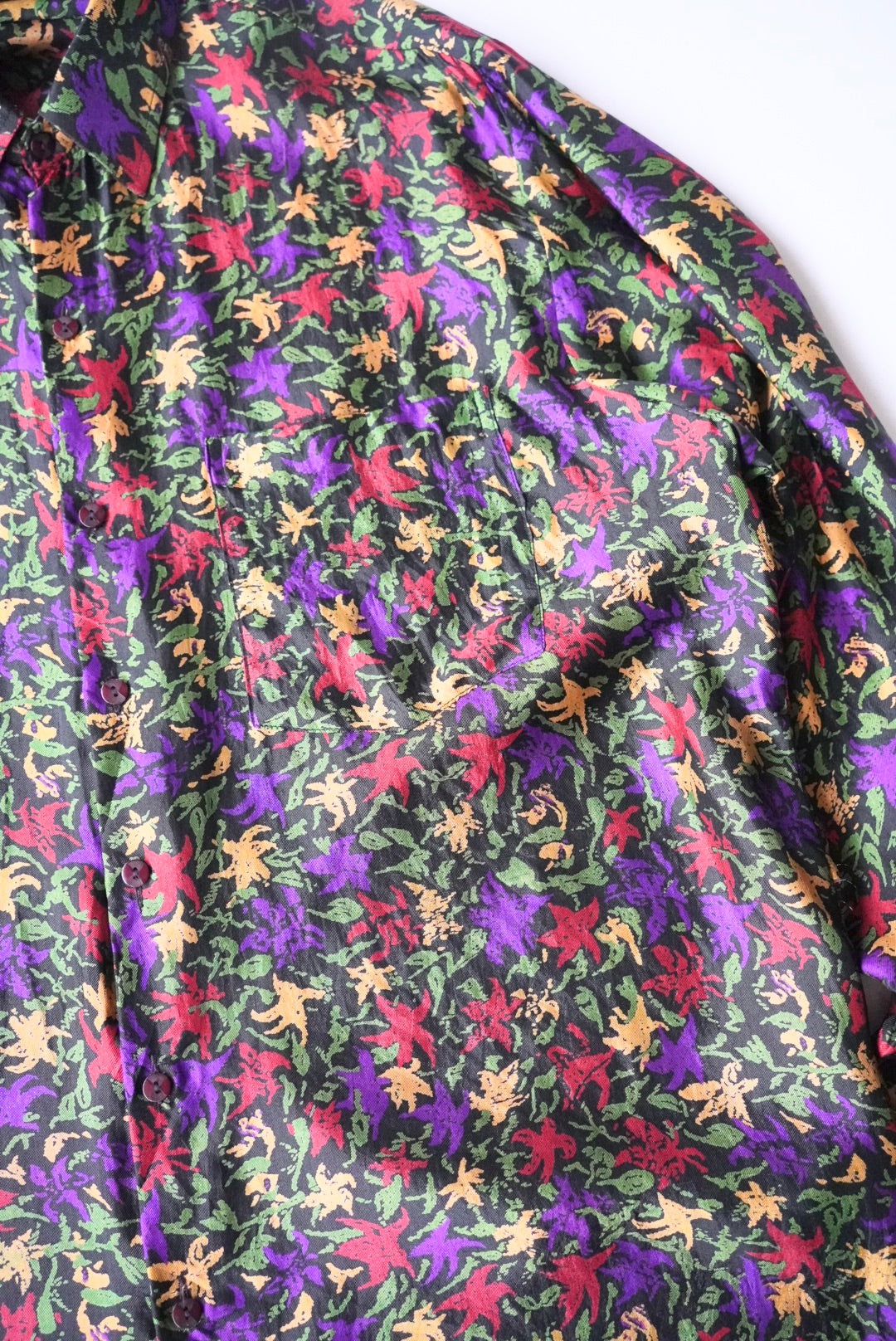 1980s flower pattern silk shirt