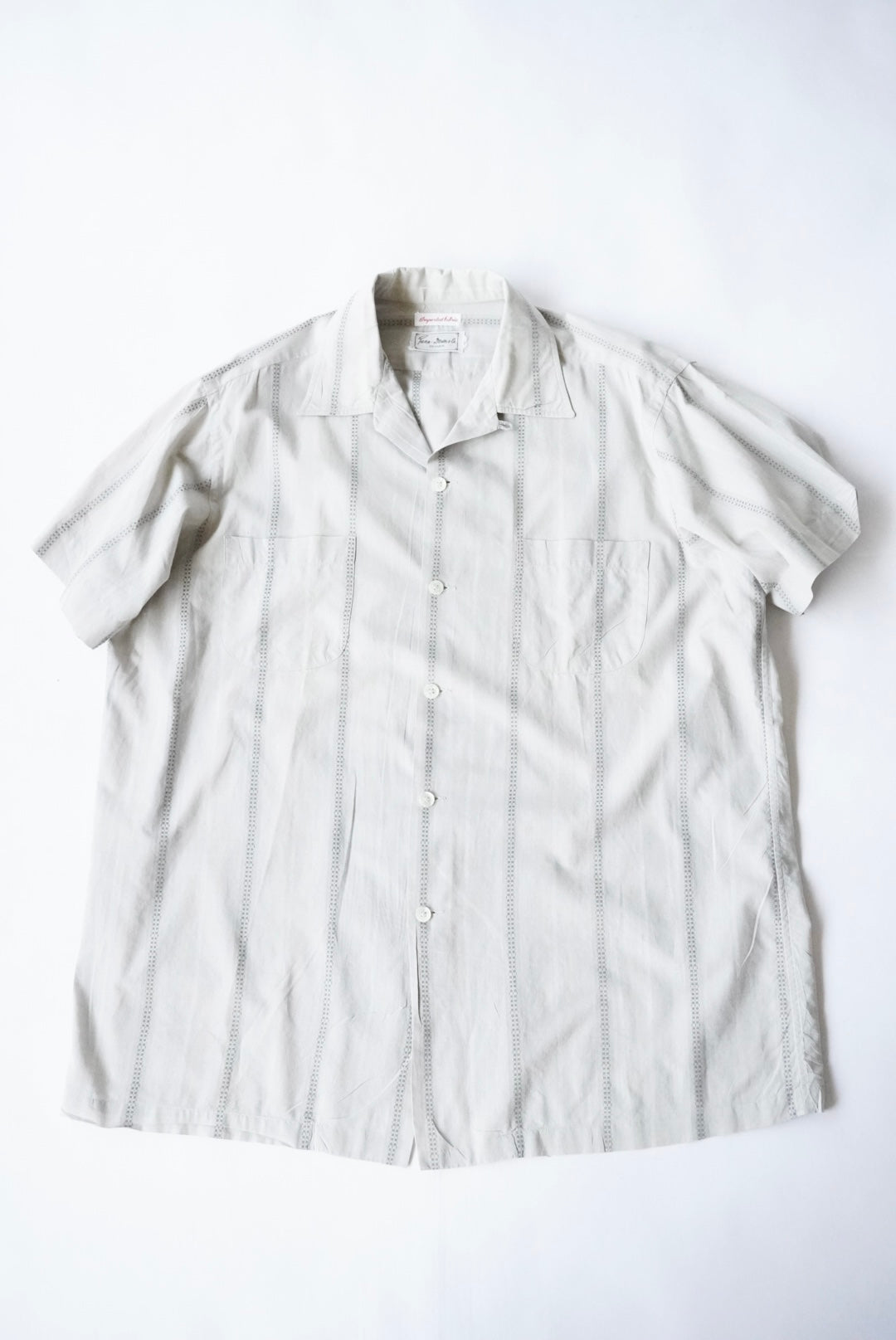 1960s imported embroidery s/s stripe shirt