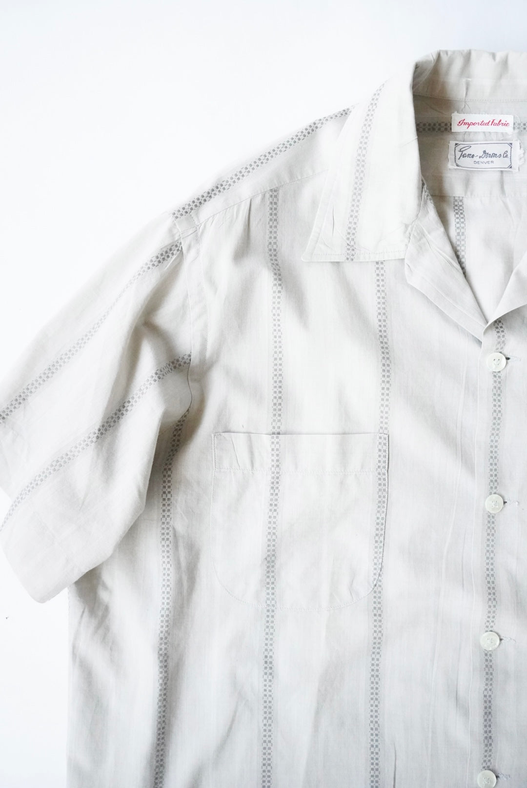 1960s imported embroidery s/s stripe shirt