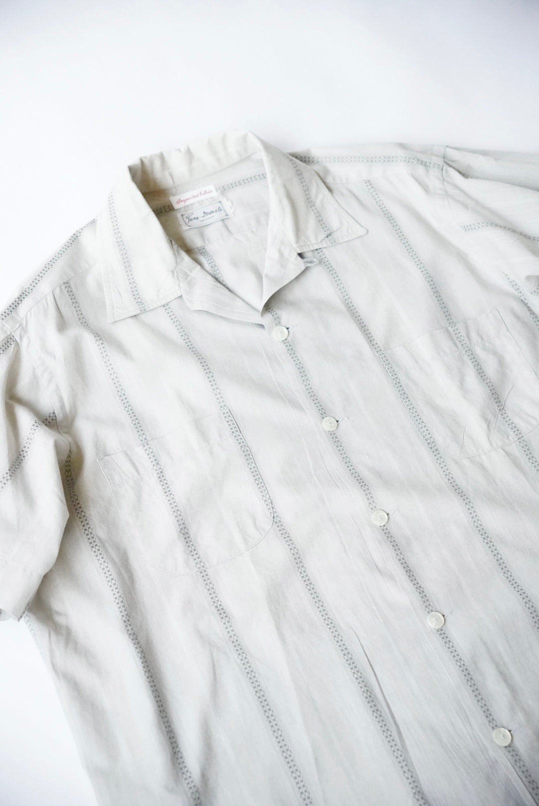 1960s imported embroidery s/s stripe shirt