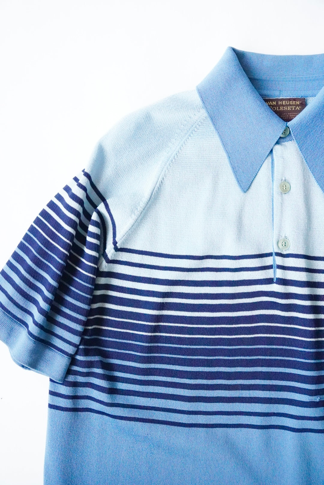 1970s s/s border knit polo