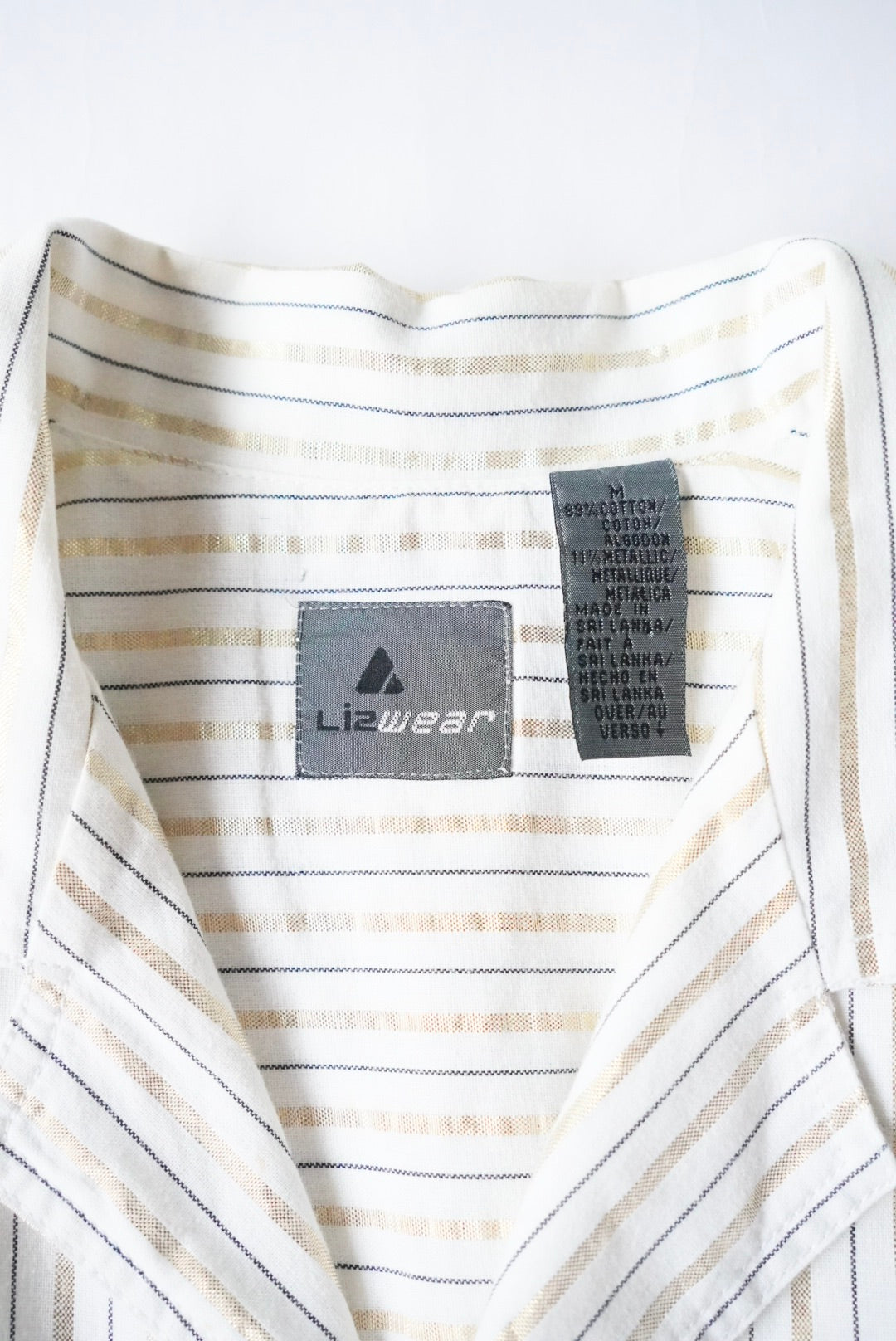1990s LIZ s/s glitter stripe shirt