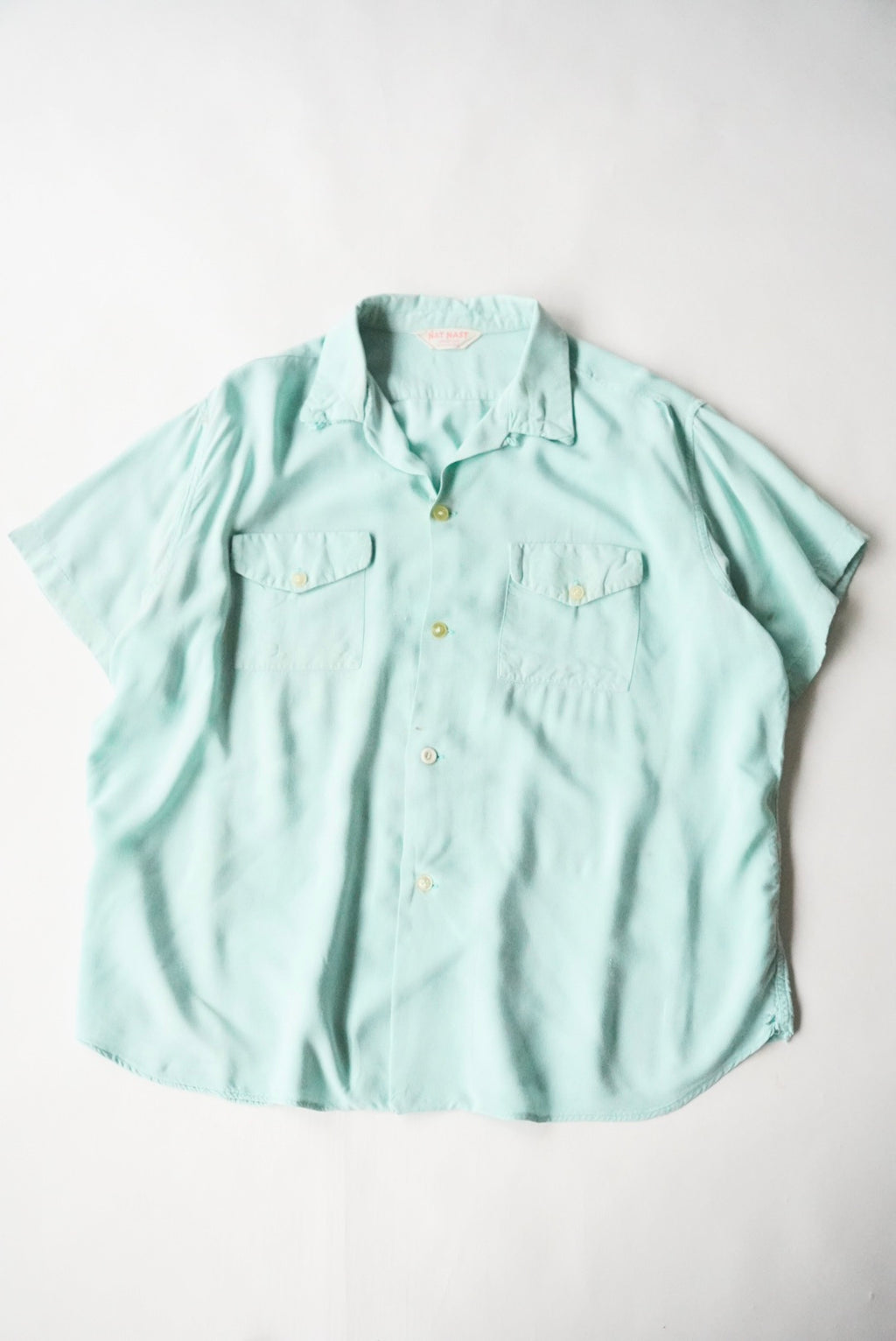 1950s NAT NAST s/s open collar rayon shirt