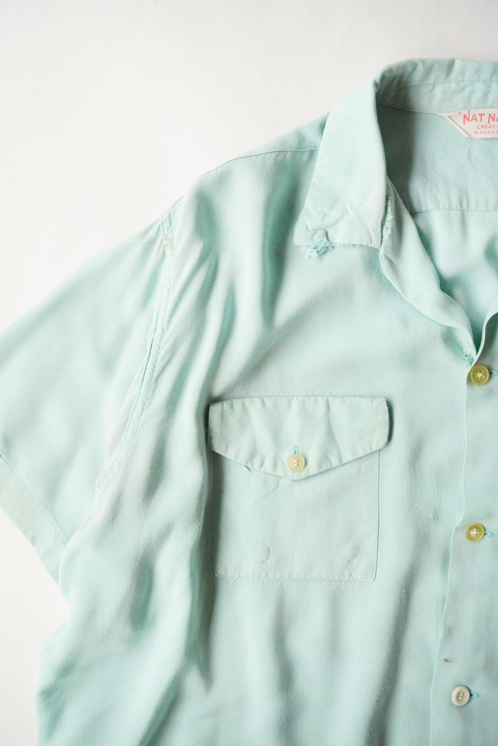 1950s NAT NAST s/s open collar rayon shirt