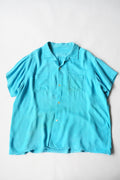 1950s s/s open collar rayon shirt