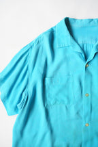 1950s s/s open collar rayon shirt