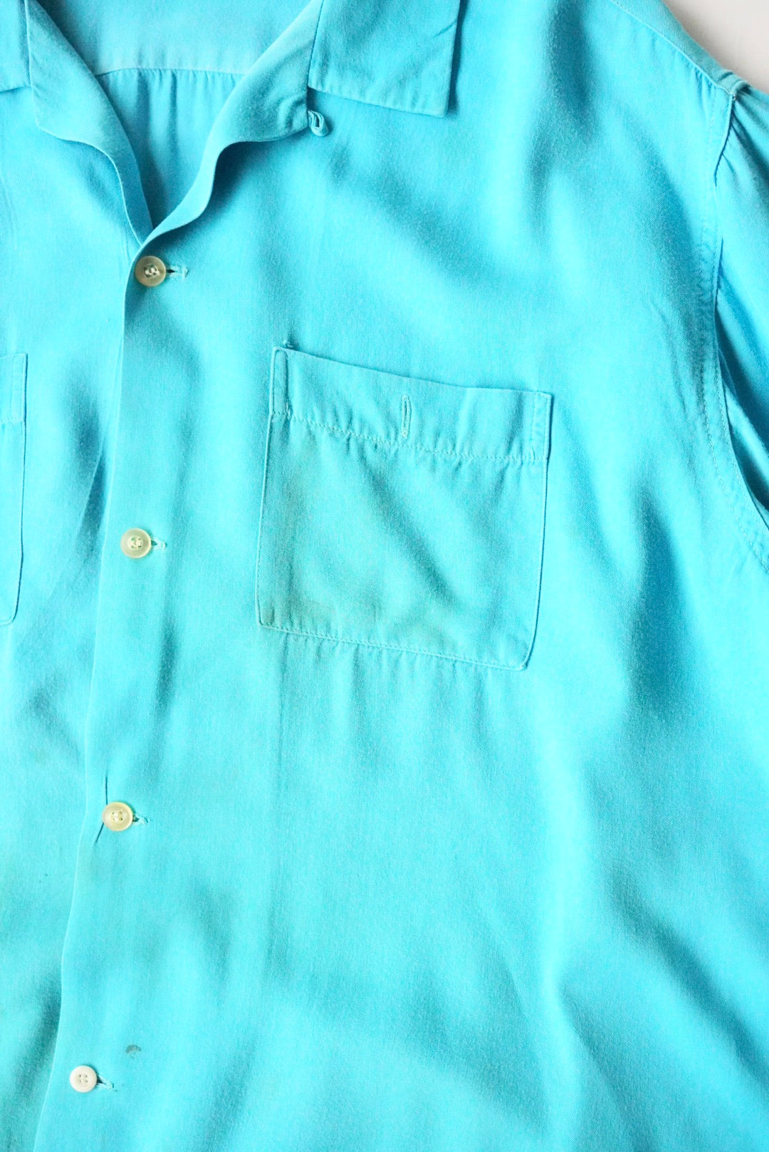1950s s/s open collar rayon shirt