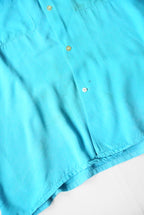 1950s s/s open collar rayon shirt