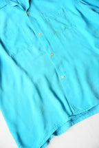 1950s s/s open collar rayon shirt