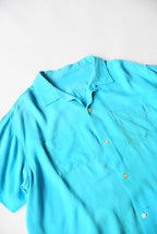 1950s s/s open collar rayon shirt