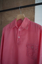1970s pull over gingham check nylon shirt
