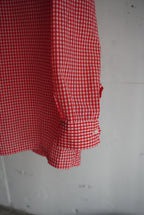 1970s pull over gingham check nylon shirt