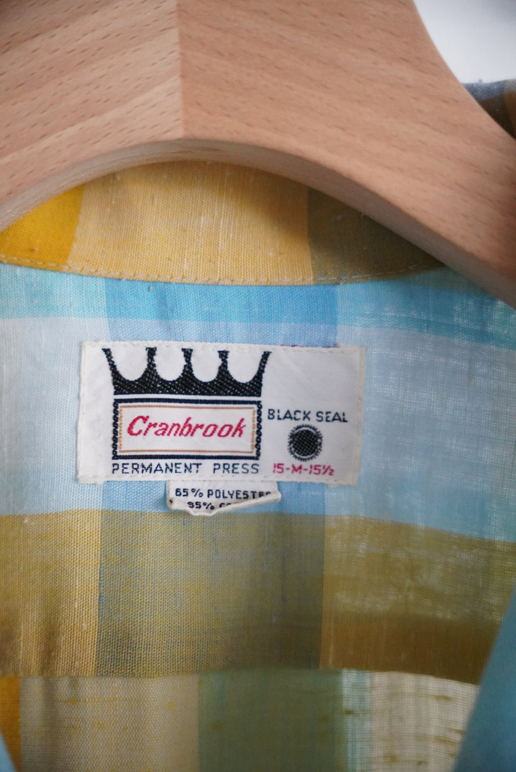 1970s s/s open collar check shirt