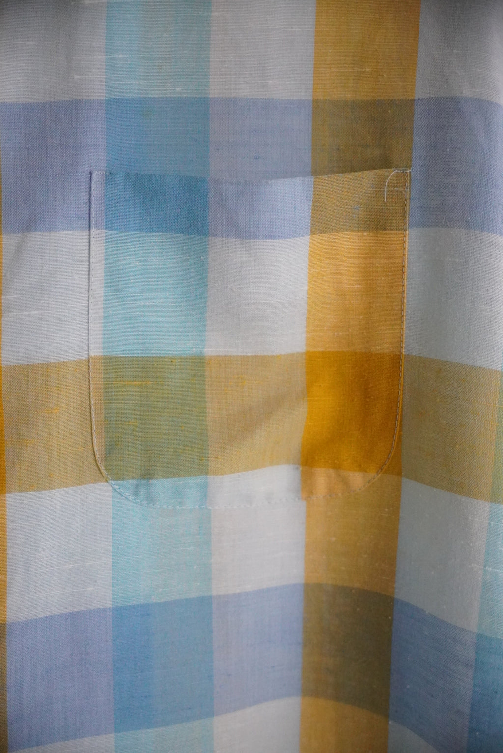 1970s s/s open collar check shirt