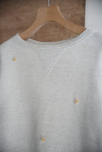 1950s front V flower embroidery sweat