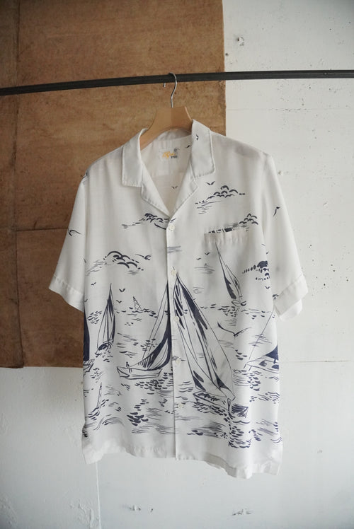 1970s s/s yacht pattern shirt
