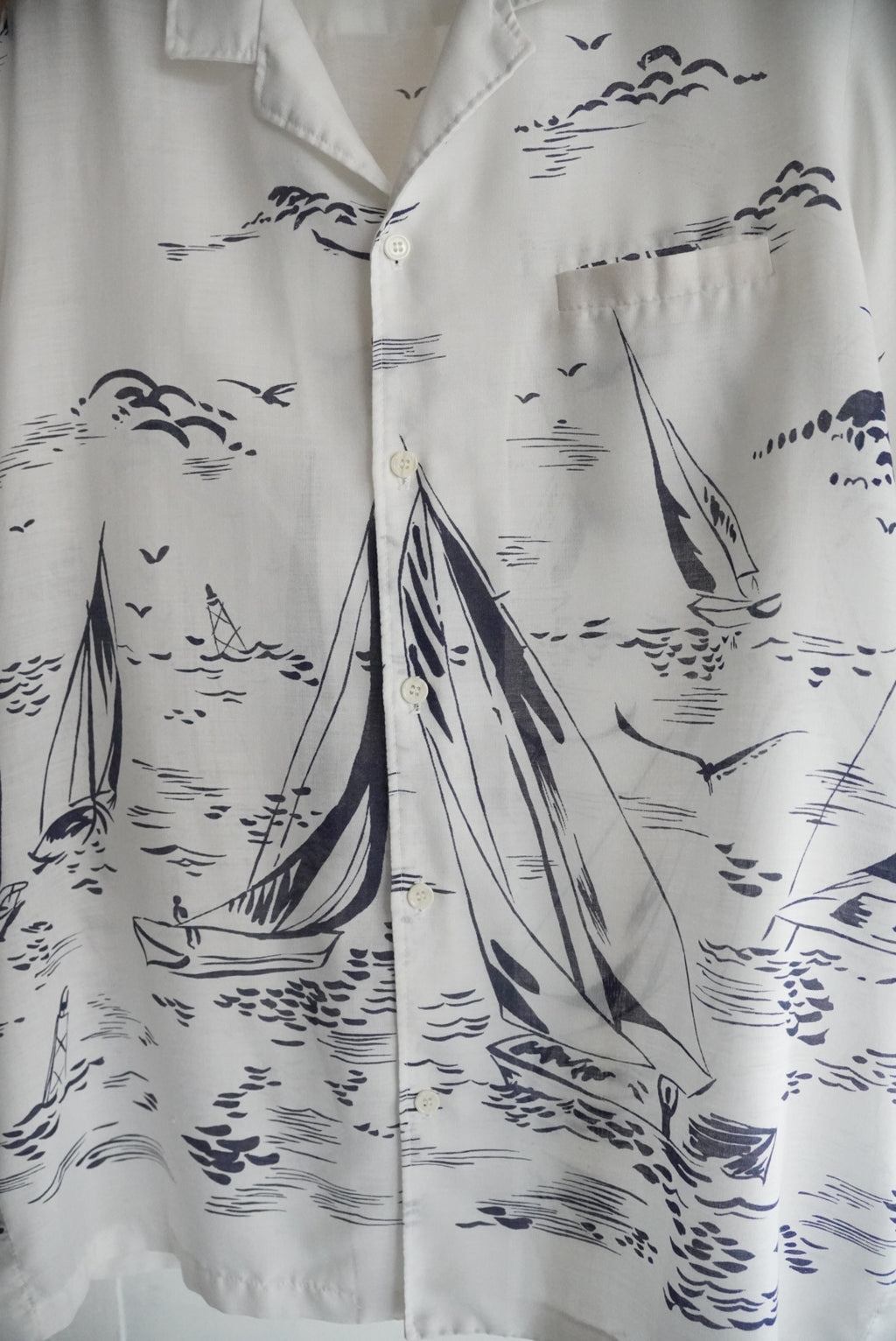 1970s s/s yacht pattern shirt