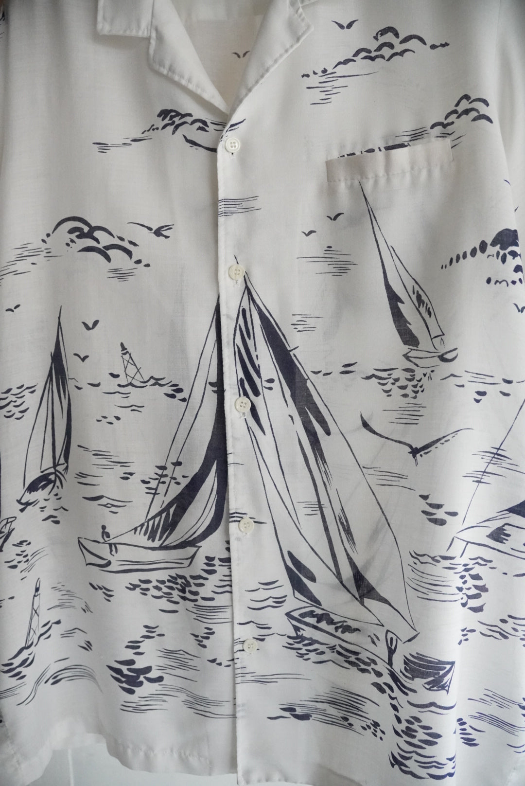 1970s s/s yacht pattern shirt